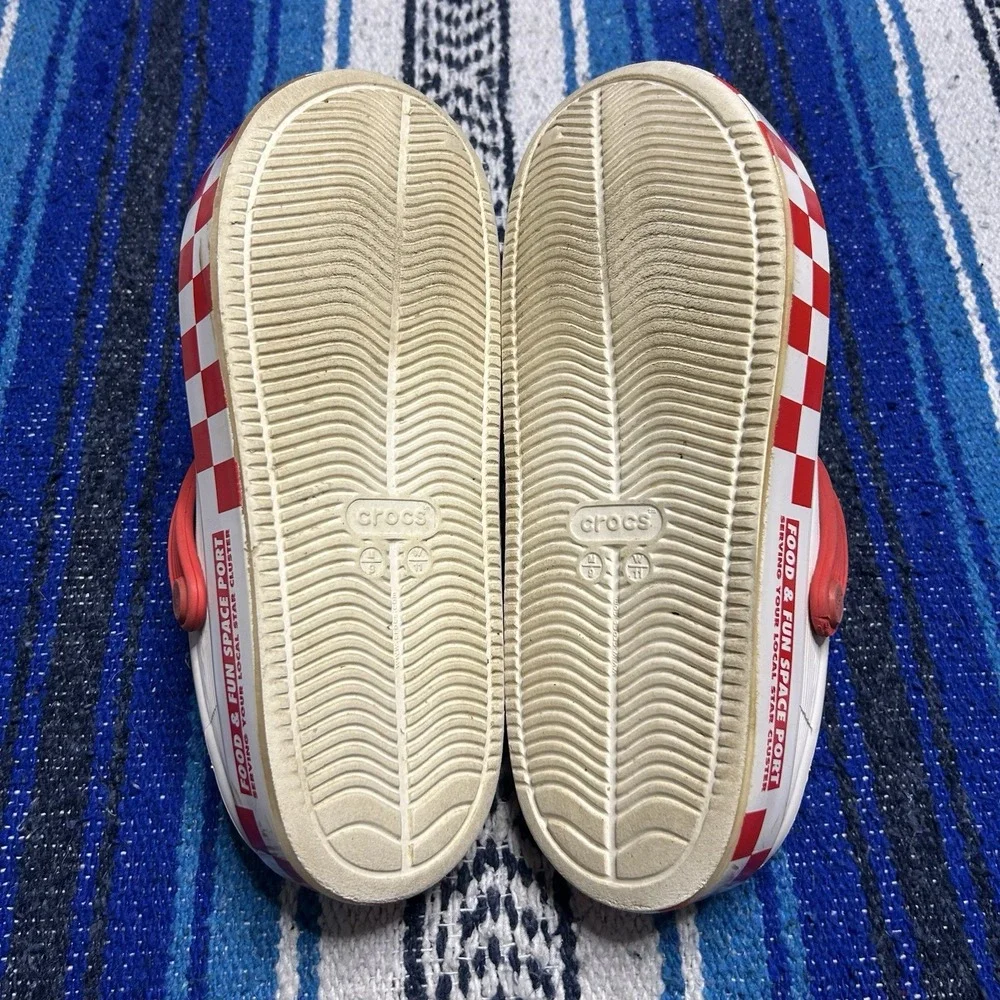 Crocs Disney Toy Story Pizza Planet Clog Shoes Mens 9 Womens 11 Red White Pixar
